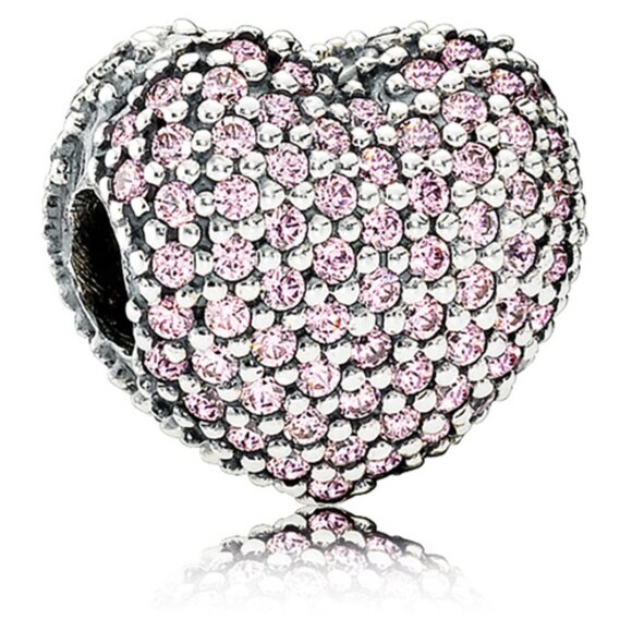 PANDORA Open My Heart Clip with Pink Zirconia Authentic Sparkling Silver Love - Picture 1 of 14